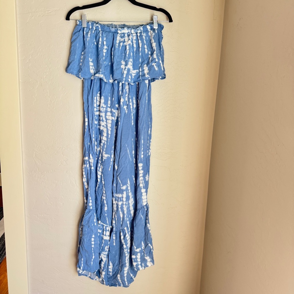 Jasper Jumpsuit Women's Blue Tie-Dye Off-Shoulder‎ Romper Size M